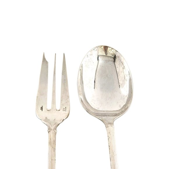 Christofle Sterling Silver Oceana Salad Serving Set Fork and Spoon (A) #12334 - Picture 3 of 11